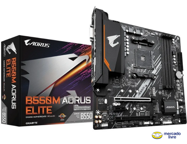 Placa Mae Gigabyte B550m Aorus Elite Am4 Ddr4 Hdmi M-atx Cor Preto